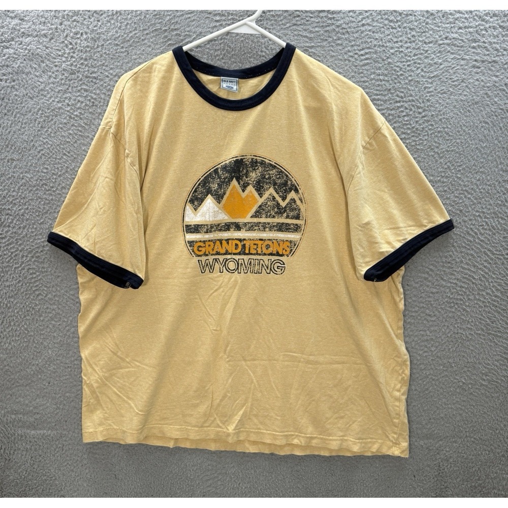 Vintage Old Navy Shirt Adult XL Yellow Blue Ringer Nature Grunge Skater Y2K Mens